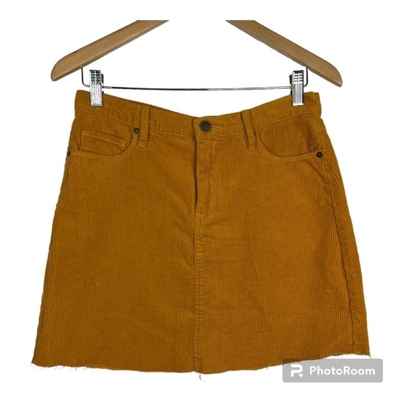 Blank NYC High Rise Corduroy Skirt Raw Hem Marigold  NWT Sz 28 - Picture 1 of 9